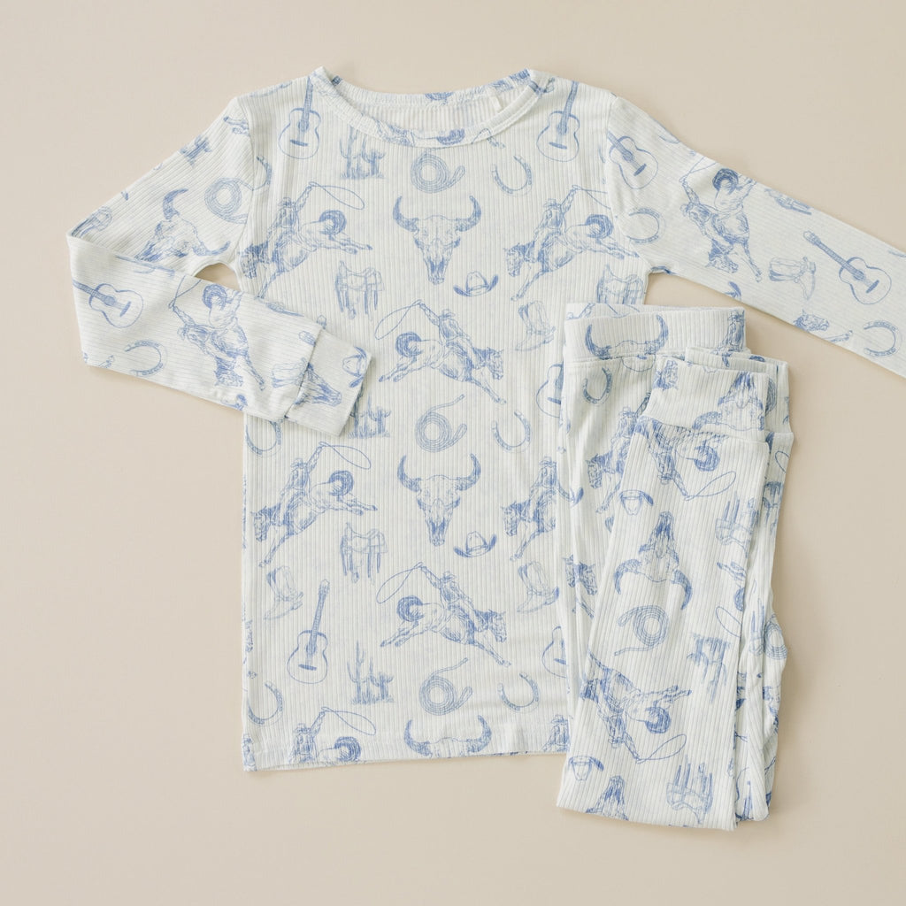 Cowboy Blues 2pc Ribbed Bamboo Pajamas - Shop Avnu