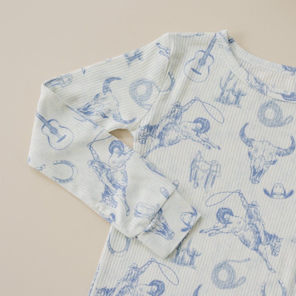 Cowboy Blues 2pc Ribbed Bamboo Pajamas - Shop Avnu
