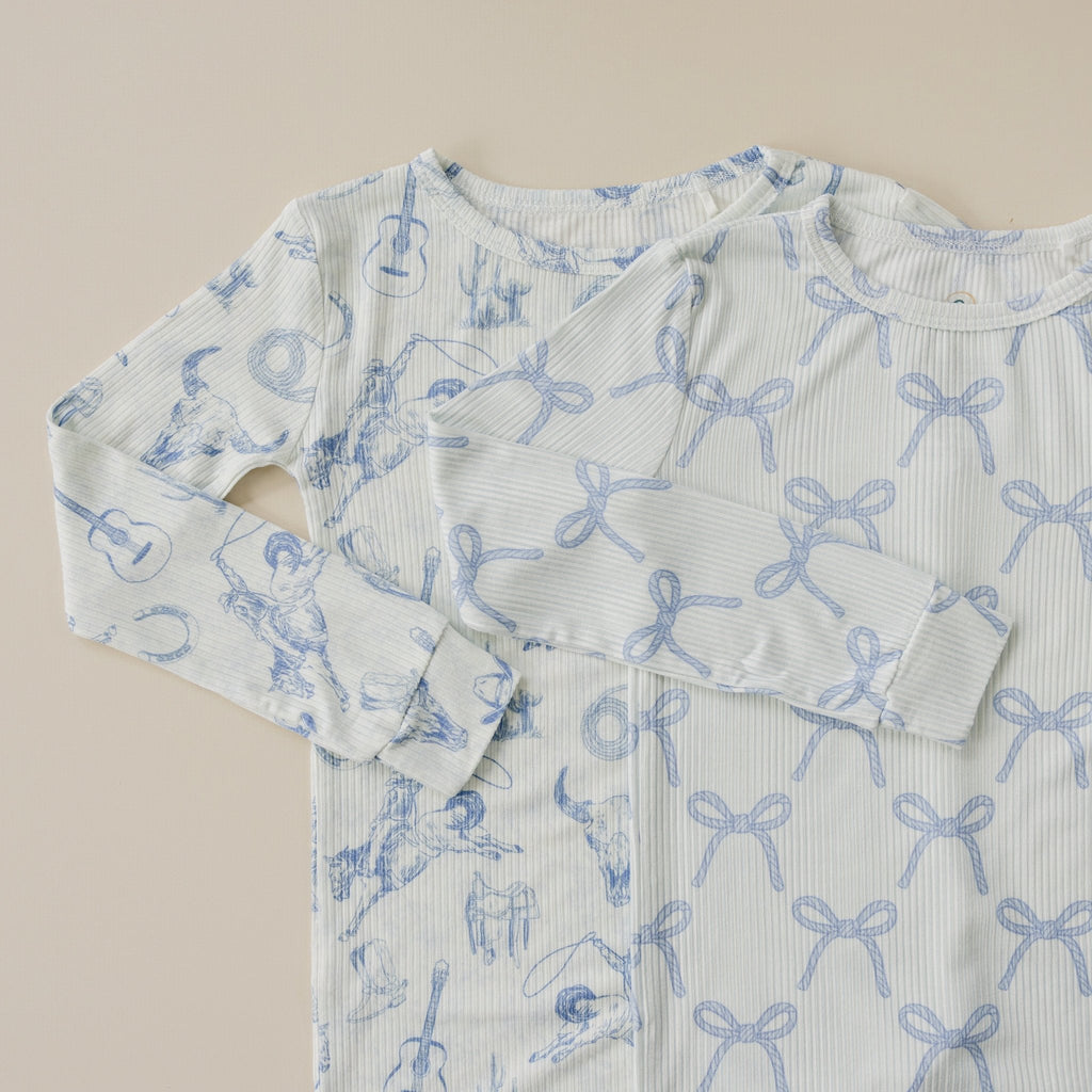 Blue Belle Ribbed Bamboo Zippy Pajamas - Shop Avnu