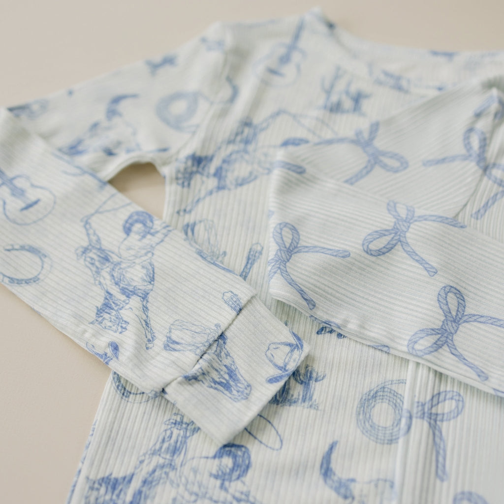 Cowboy Blues 2pc Ribbed Bamboo Pajamas - Shop Avnu