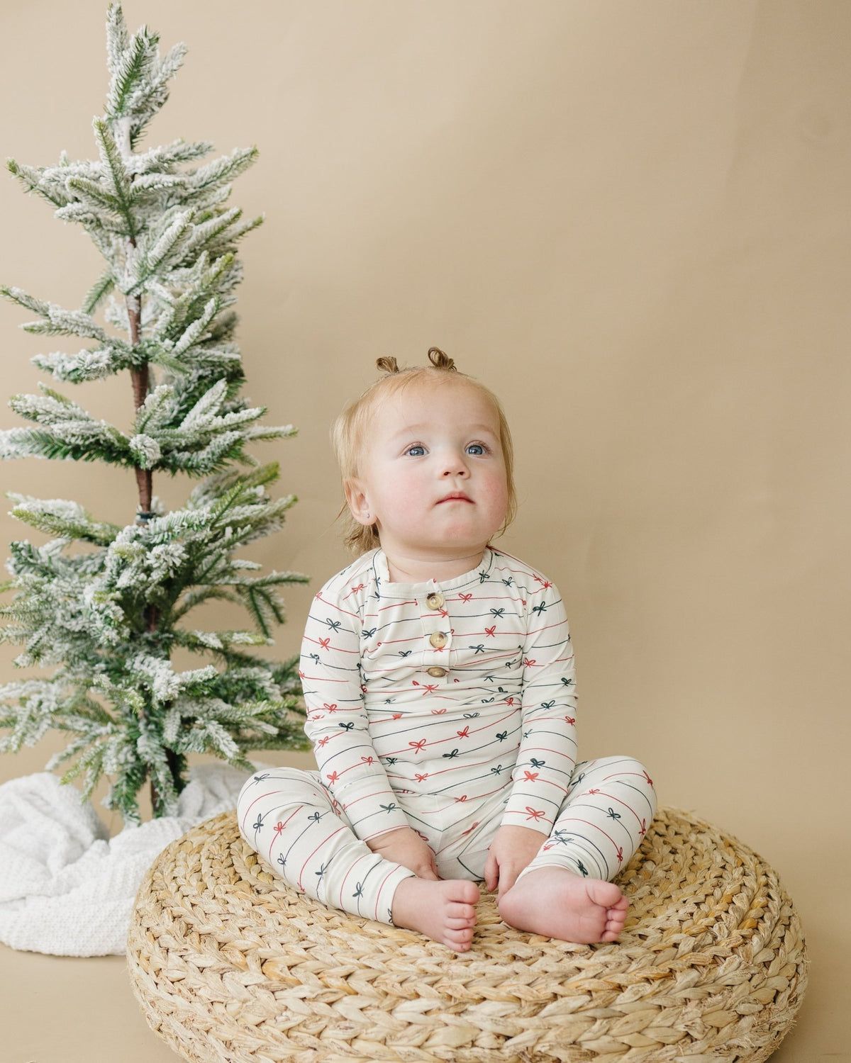 Tied with a Bow Christmas 2pc Henley Bamboo Pajamas - Shop Avnu