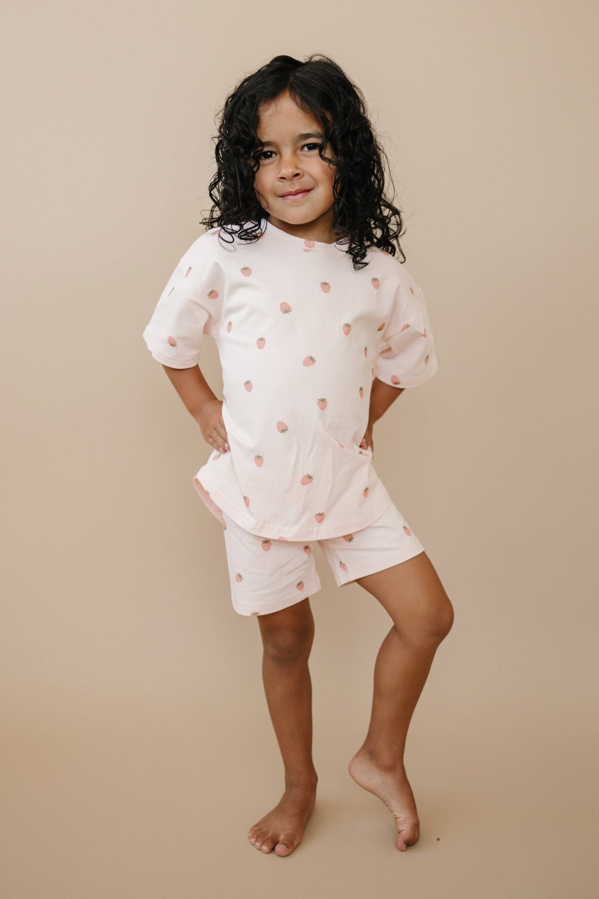 Organic Cotton Strawberry Print Shorts Set - Shop Avnu