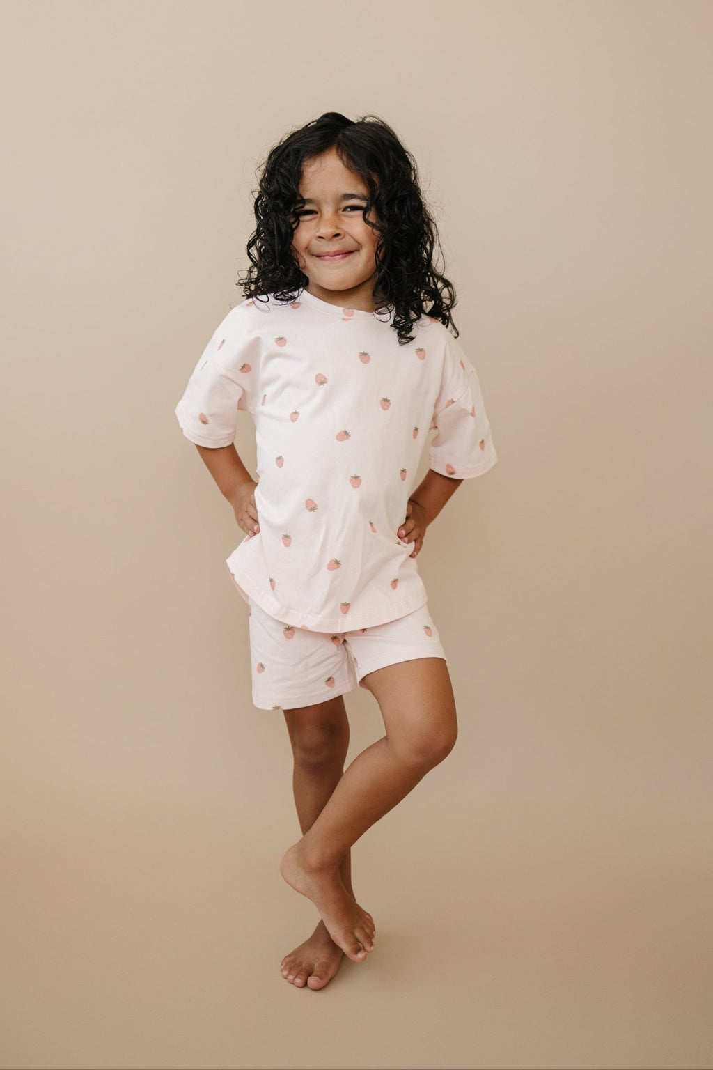 Organic Cotton Strawberry Print Shorts Set - Shop Avnu