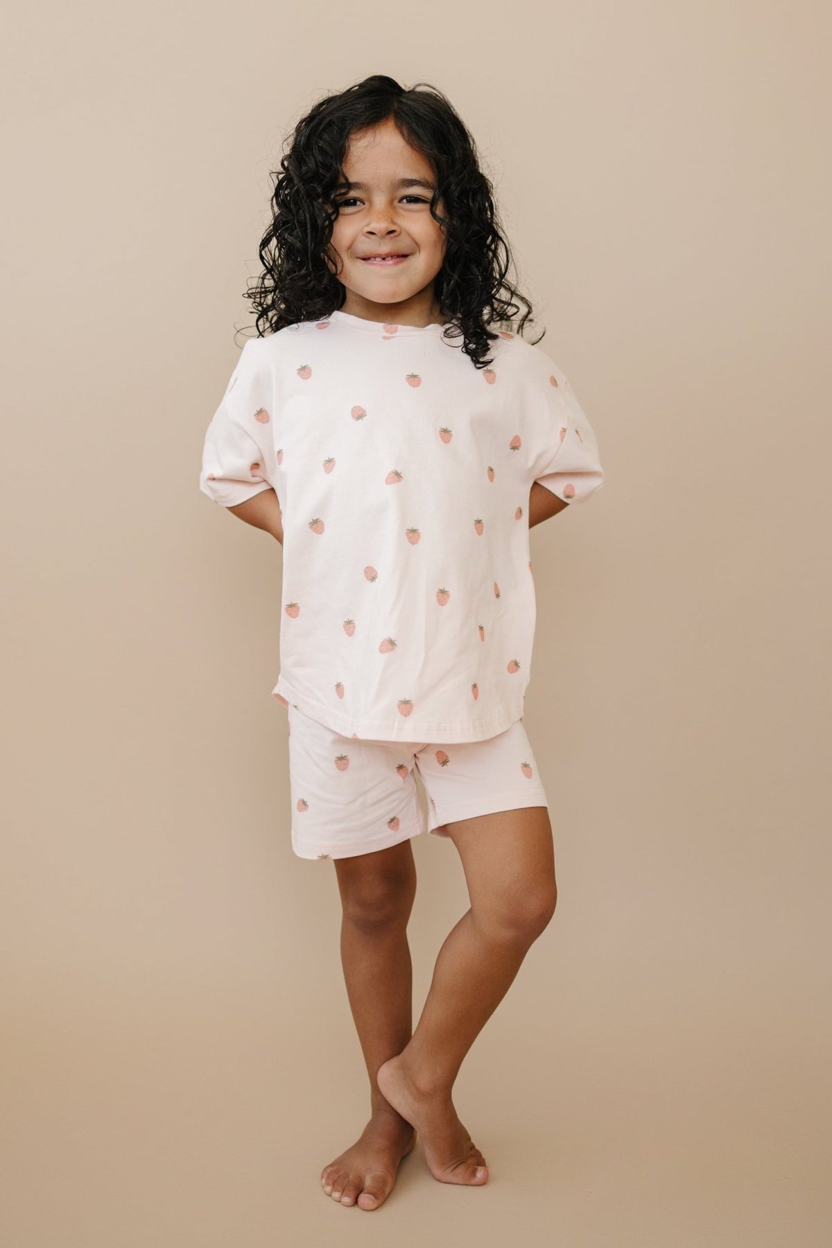 Organic Cotton Strawberry Print Shorts Set - Shop Avnu
