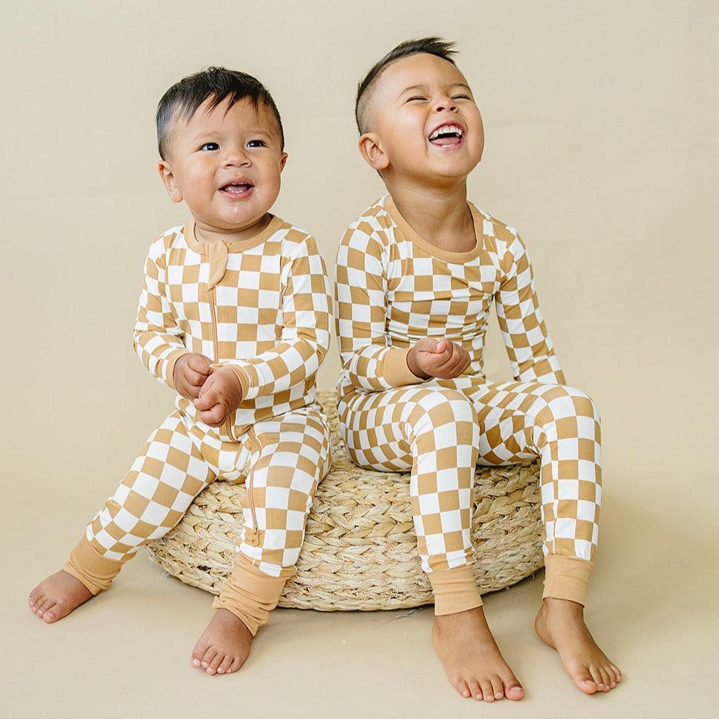 Golden Coast Check 2pc Bamboo Pajamas - Shop Avnu