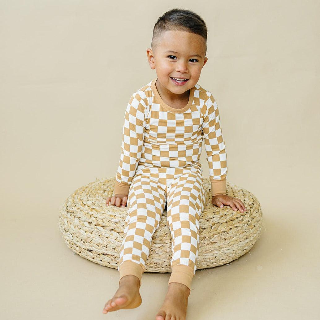 Golden Coast Check 2pc Bamboo Pajamas - Shop Avnu