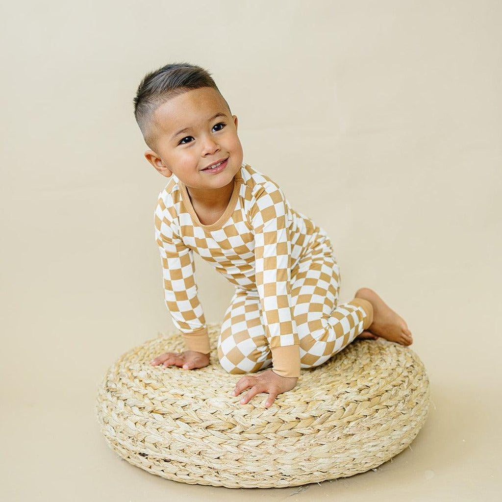 Golden Coast Check 2pc Bamboo Pajamas - Shop Avnu