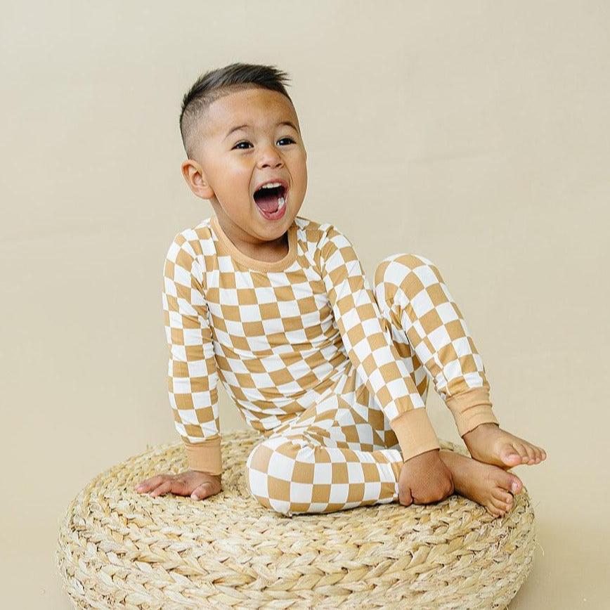 Golden Coast Check 2pc Bamboo Pajamas - Shop Avnu