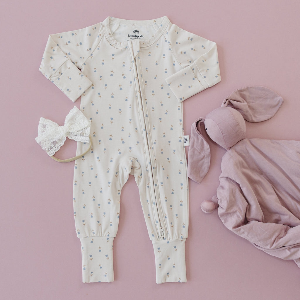 Tiny Tulips Bamboo Zippy Pajamas - Shop Avnu