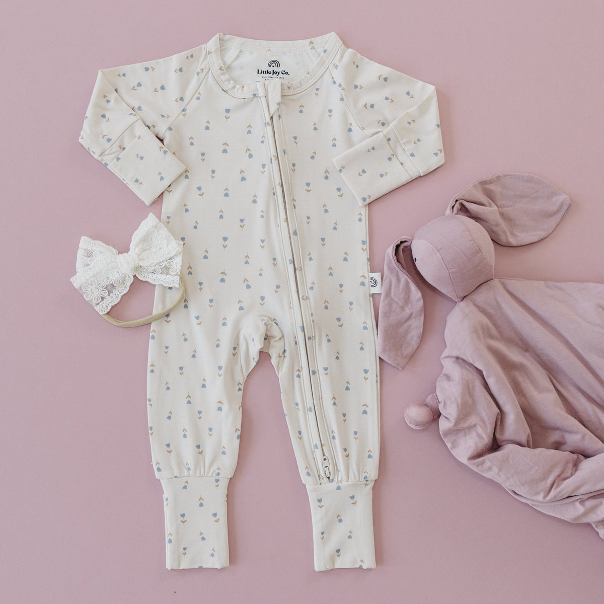 Tiny Tulips Bamboo Zippy Pajamas - Shop Avnu