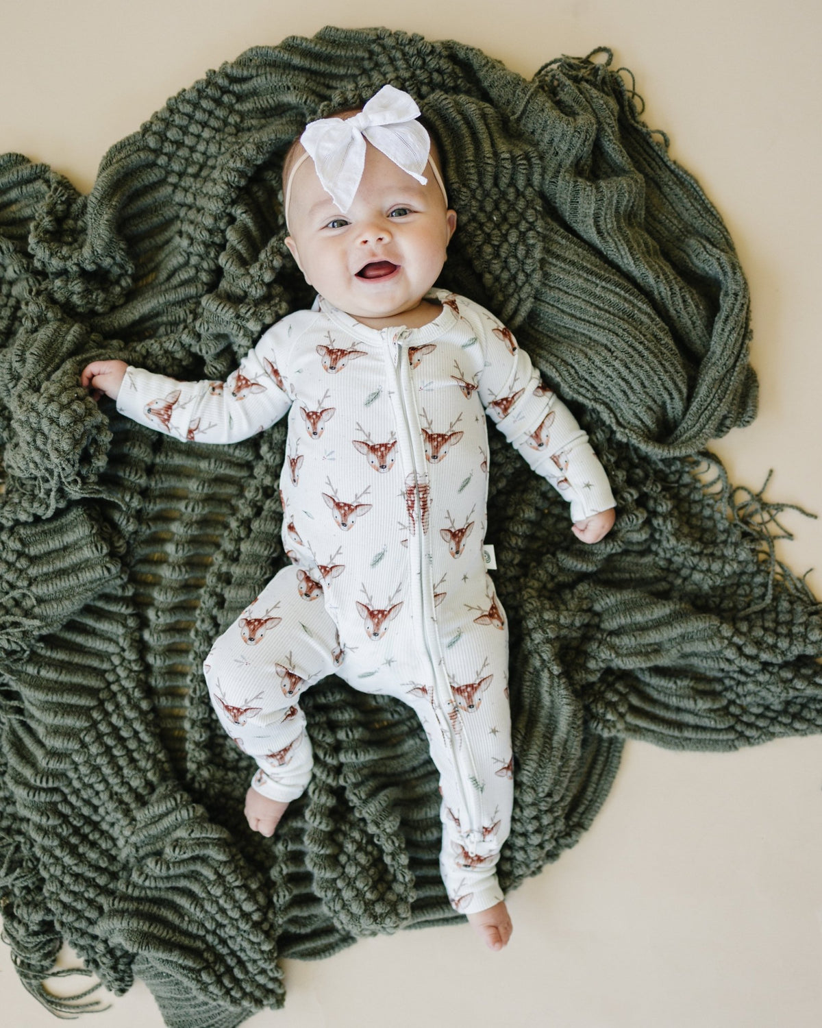 Reindeer Games Ribbed Bamboo Zippy Pajamas *NB to 3/6m left - Shop Avnu
