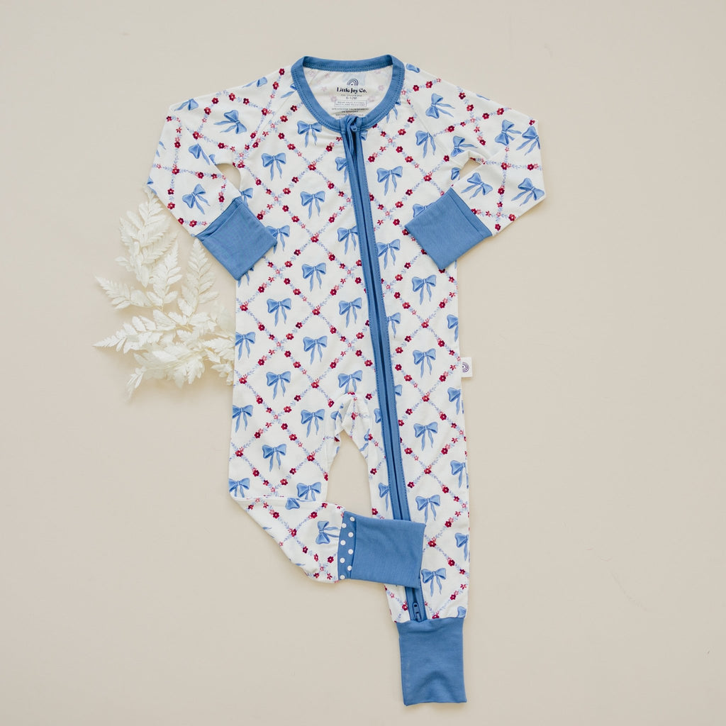 Red White & Bows Bamboo Zippy Pajamas - Shop Avnu