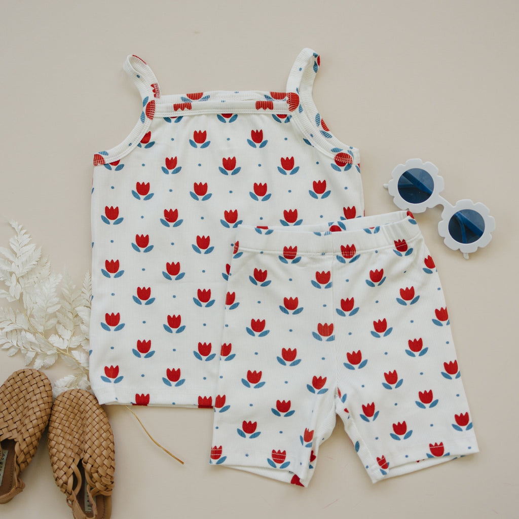Red White & Blue Tulip Ribbed Bamboo 2pc Tank Set - Shop Avnu