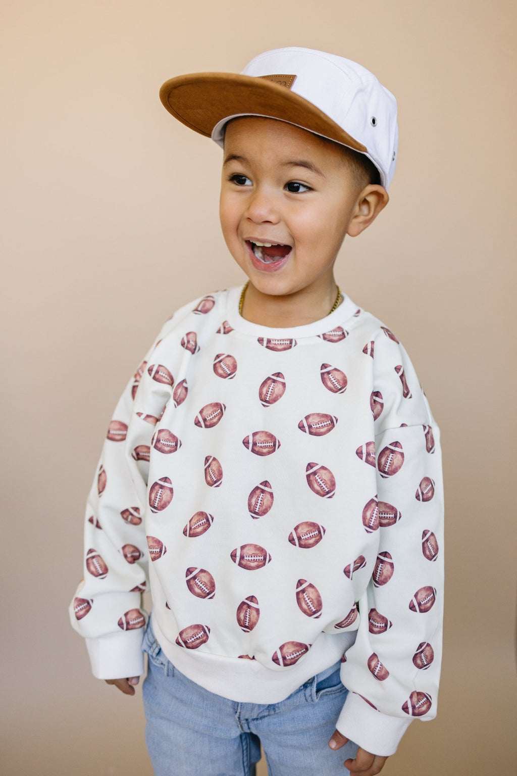 Football Print Crewneck Sweatshirt - Shop Avnu