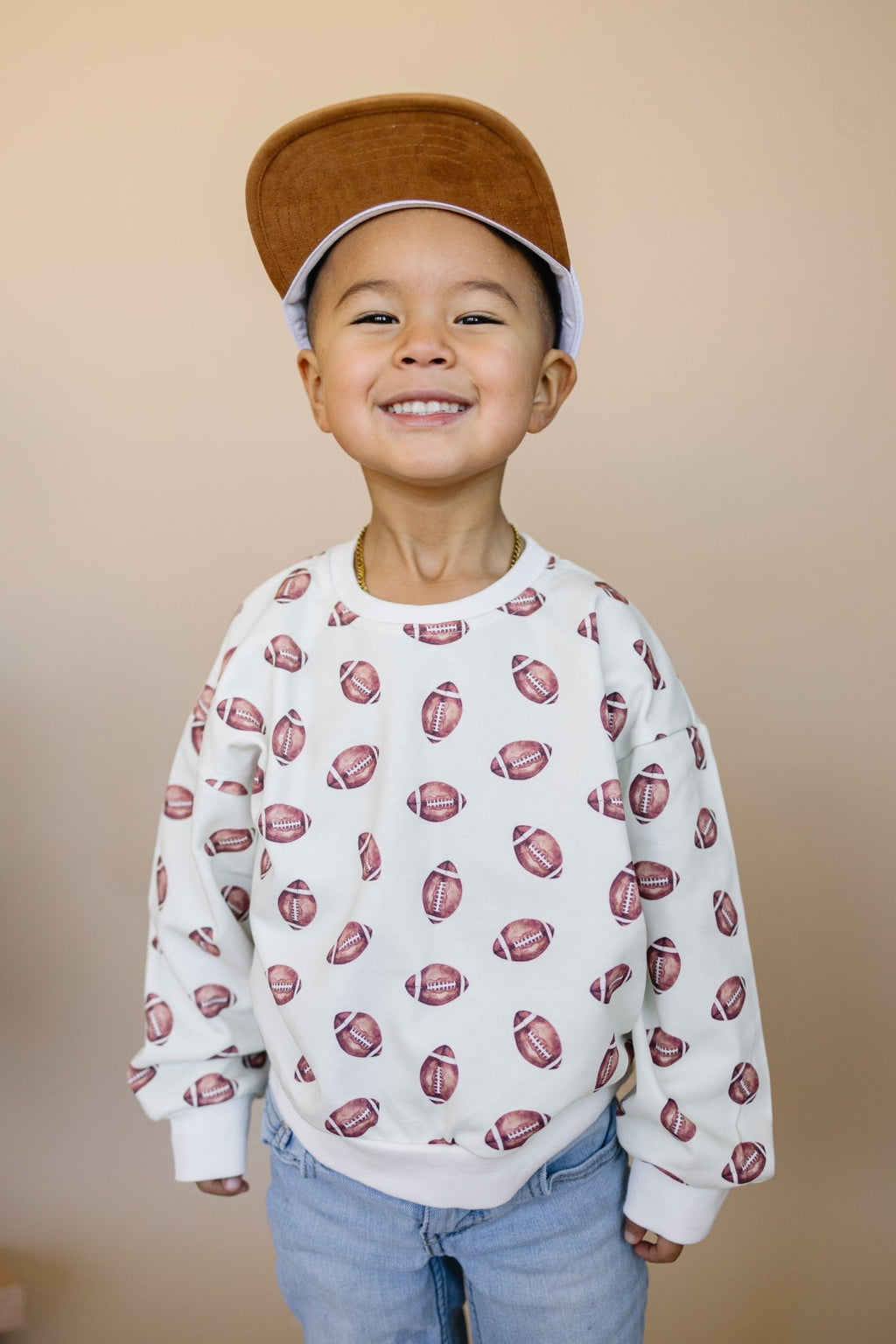 Football Print Crewneck Sweatshirt - Shop Avnu