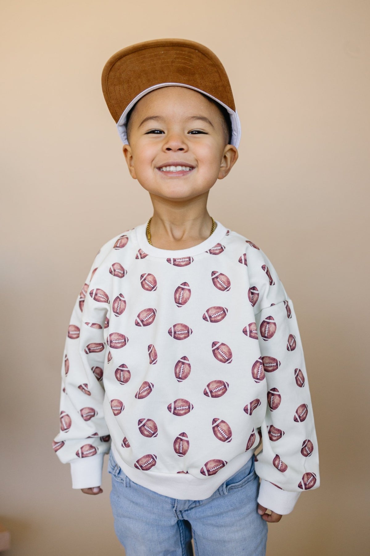 Football Print Crewneck Sweatshirt - Shop Avnu