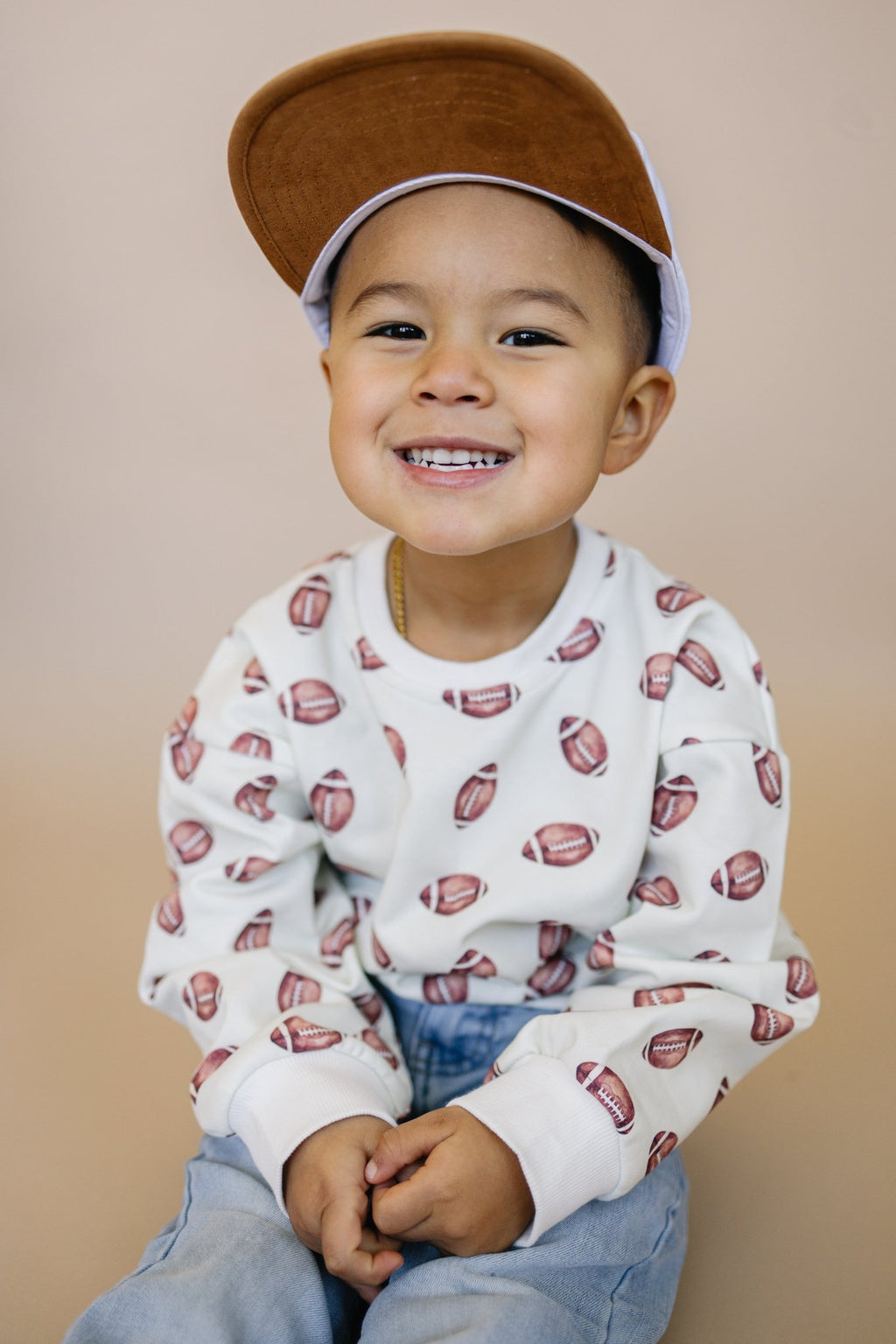 Football Print Crewneck Sweatshirt - Shop Avnu