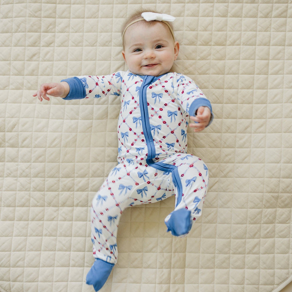 Red White & Bows Bamboo Zippy Pajamas - Shop Avnu