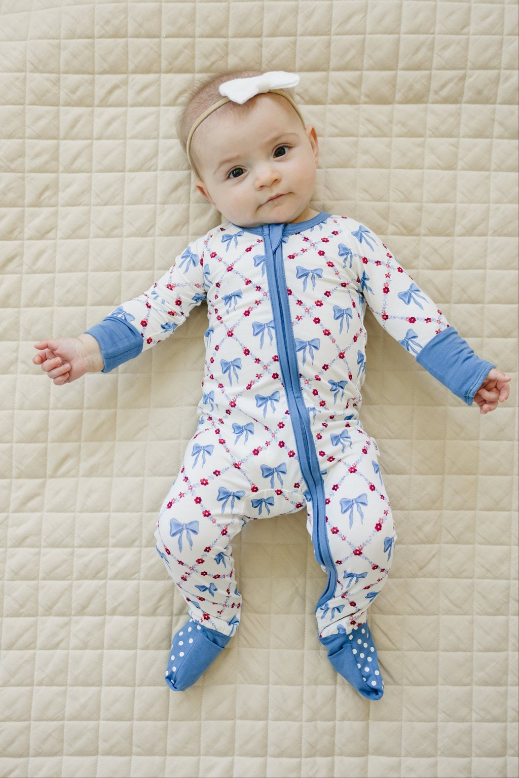 Red White & Bows Bamboo Zippy Pajamas - Shop Avnu