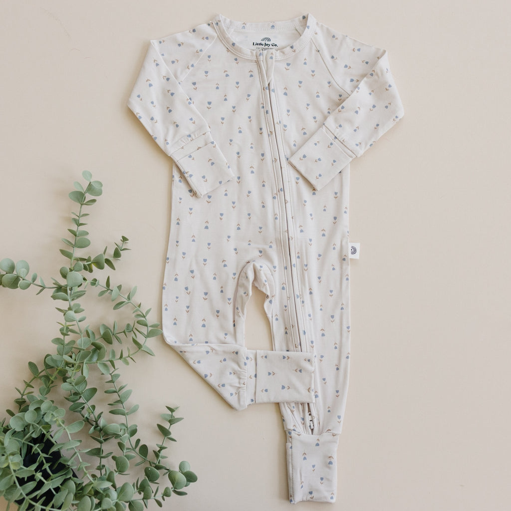Tiny Tulips Bamboo Zippy Pajamas - Shop Avnu