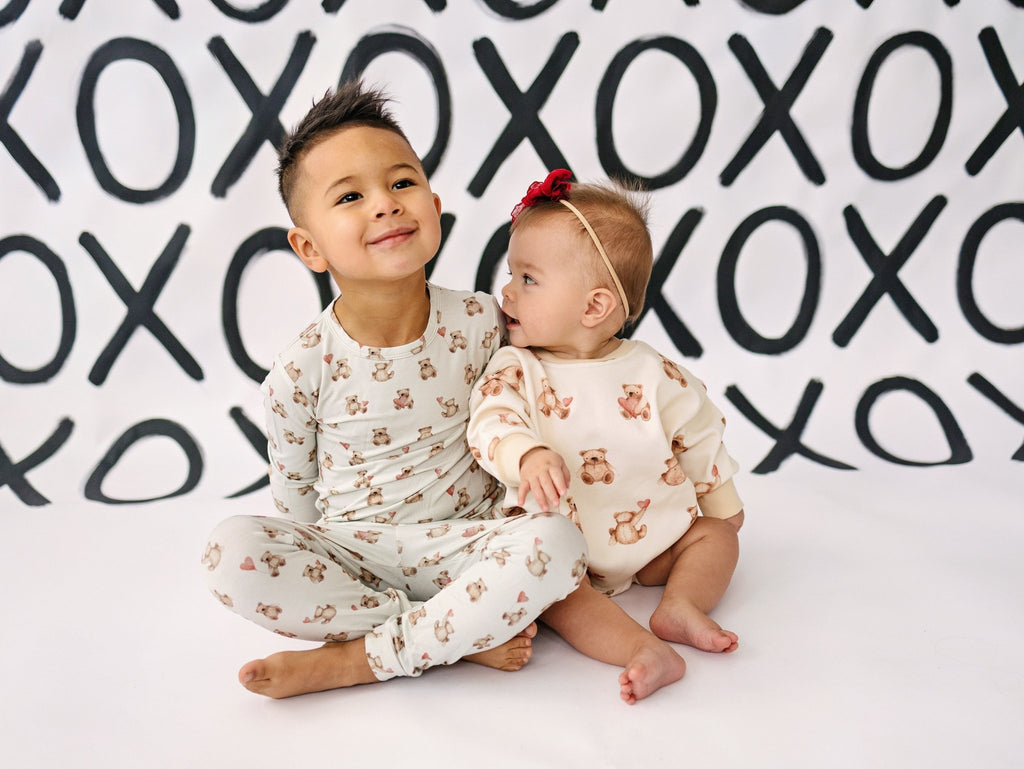 Teddy Bear Hearts Sweatshirt Romper - Shop Avnu