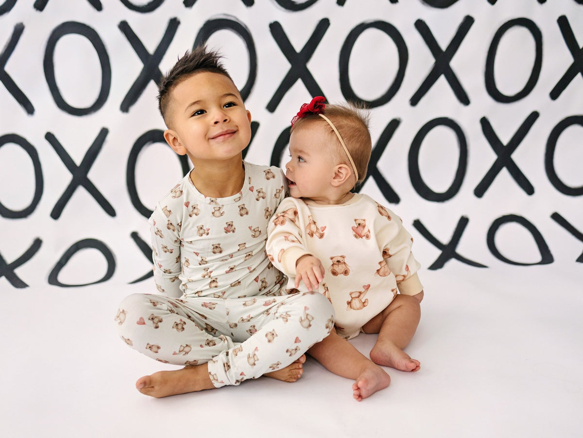 Teddy Bear Hearts Sweatshirt Romper - Shop Avnu