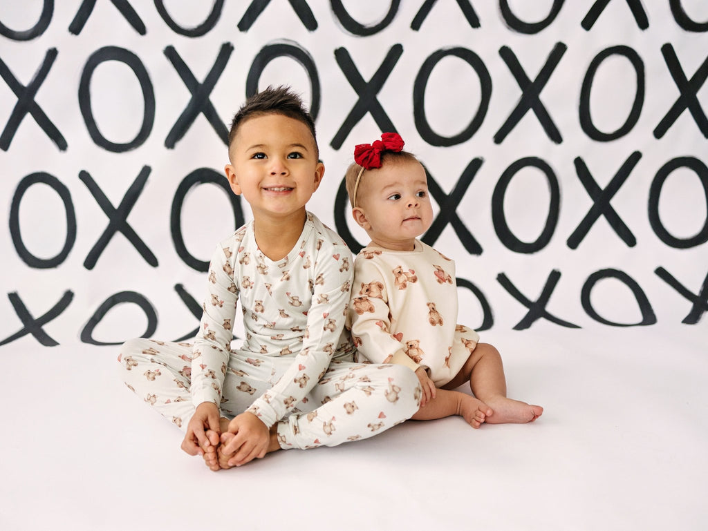 Teddy Bear Hearts Sweatshirt Romper - Shop Avnu