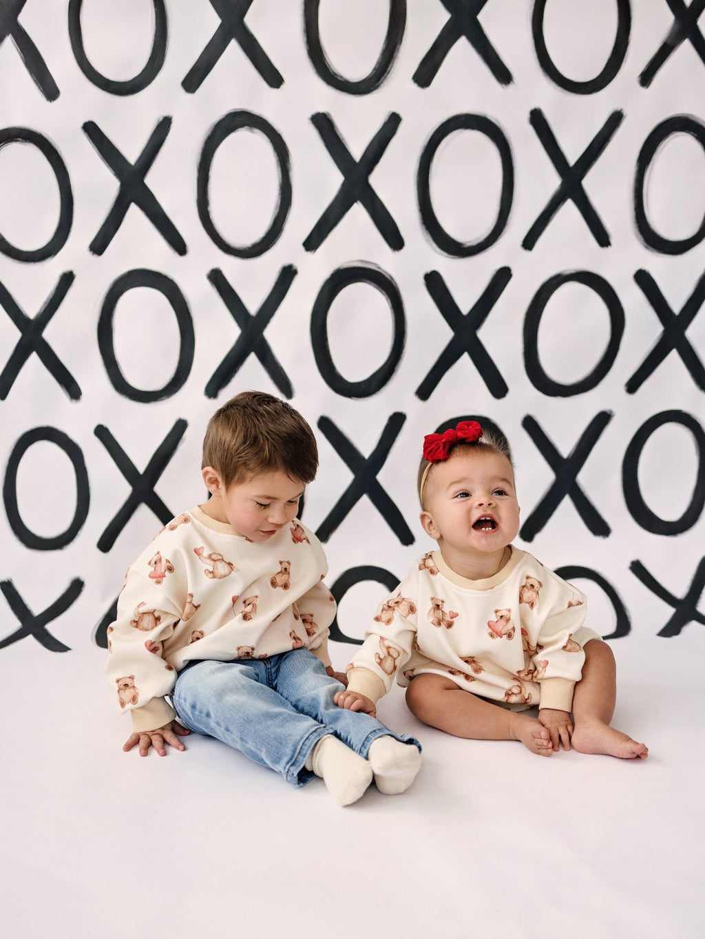Teddy Bear Hearts Sweatshirt Romper - Shop Avnu