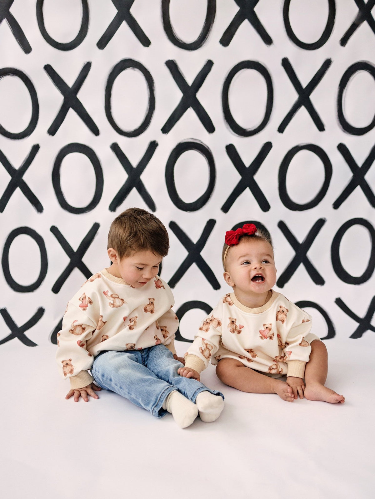 Teddy Bear Hearts Sweatshirt Romper - Shop Avnu