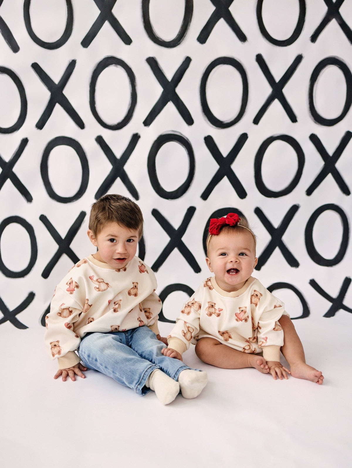 Teddy Bear Hearts Sweatshirt Romper - Shop Avnu