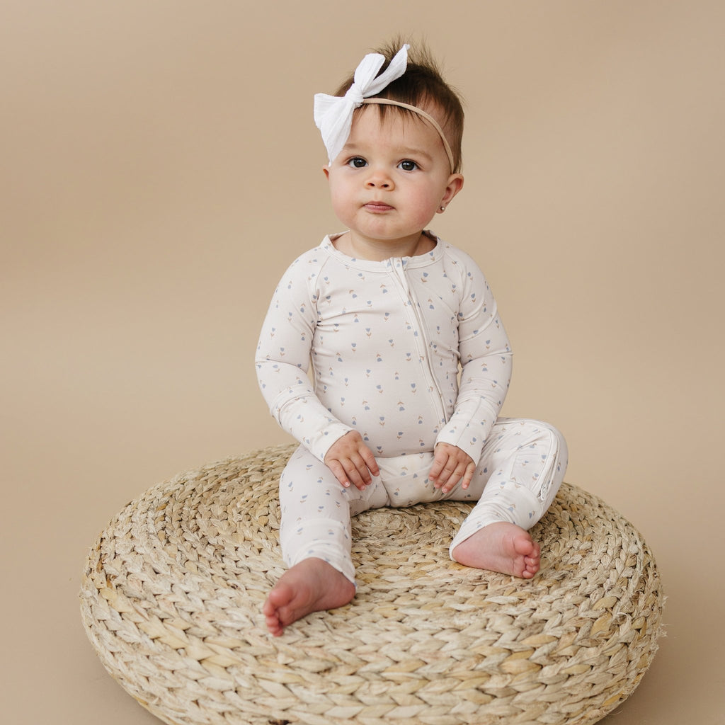 Tiny Tulips Bamboo Zippy Pajamas - Shop Avnu