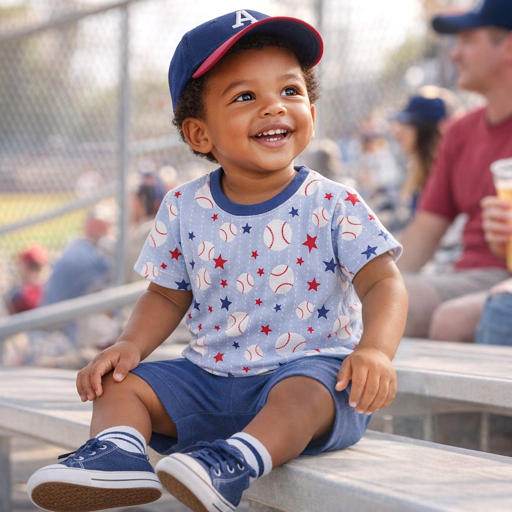Grand Slam Baseball Bamboo Tee & Cotton Shorts Set for Boys - Shop Avnu