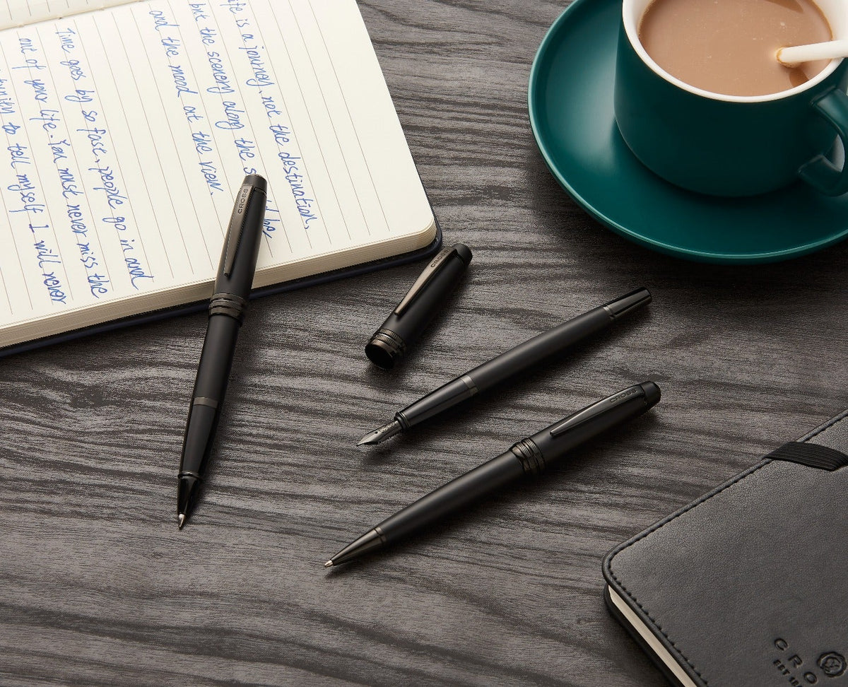 Bailey™ Matte Black Lacquer Stainless Steel Fine Nib Fountain Pen