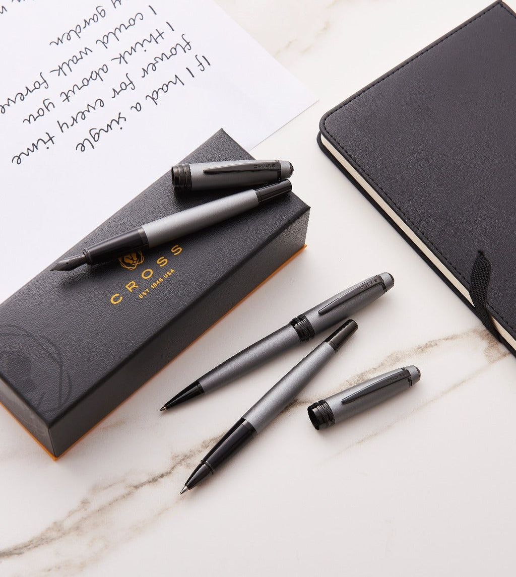 Bailey™ Matte Gray Lacquer Stainless Steel Medium Nib Fountain Pen