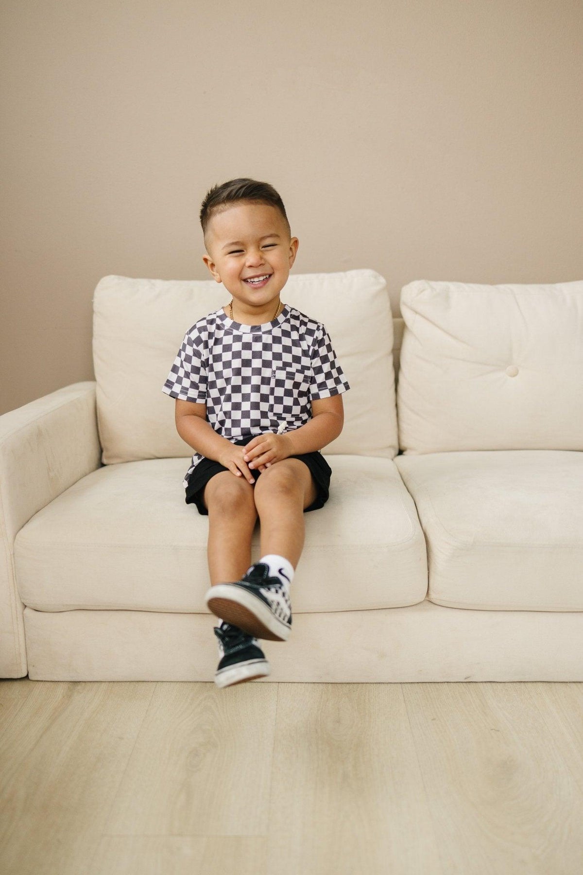 Black Checkered Bamboo Tee - Shop Avnu