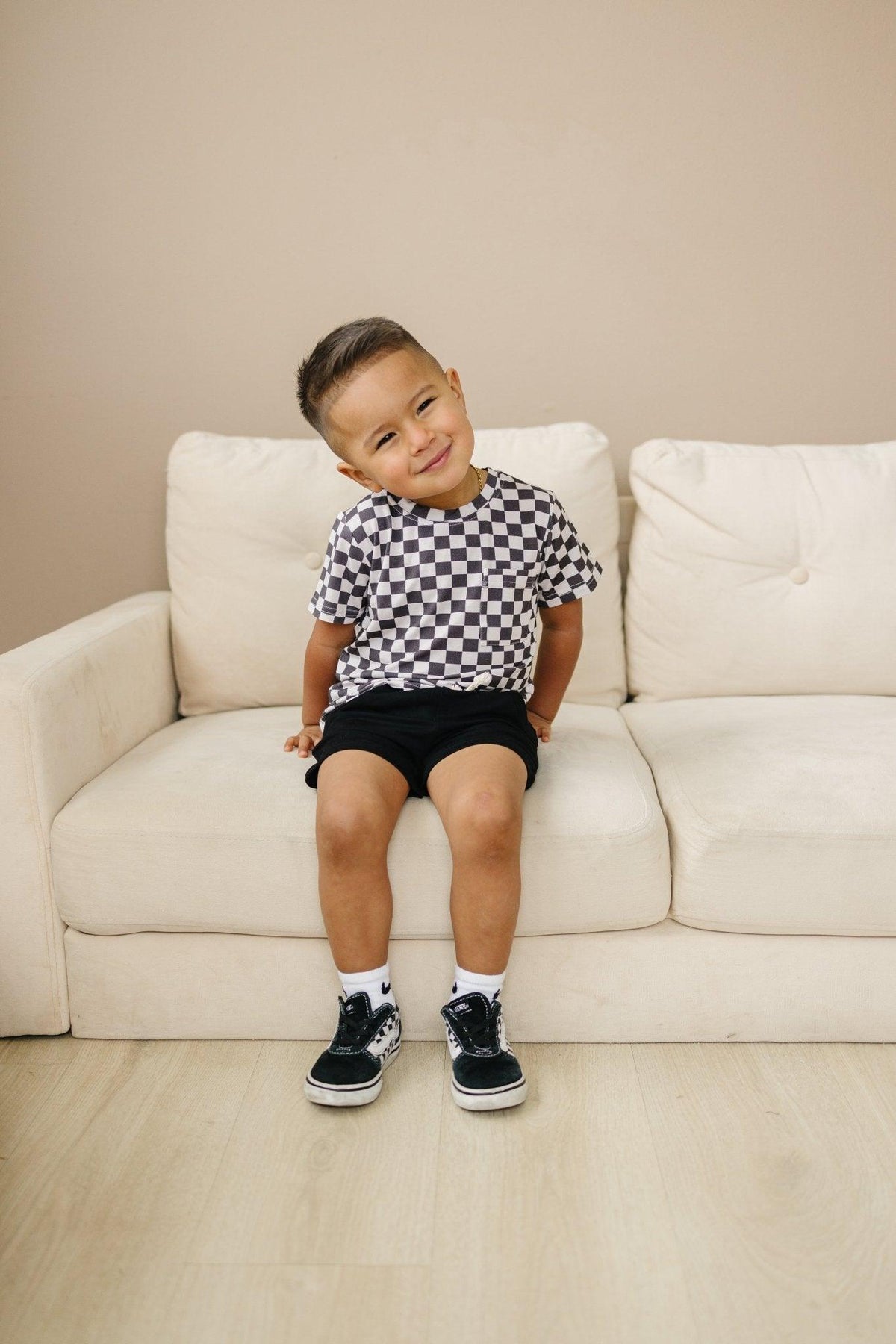 Black Checkered Bamboo Tee - Shop Avnu