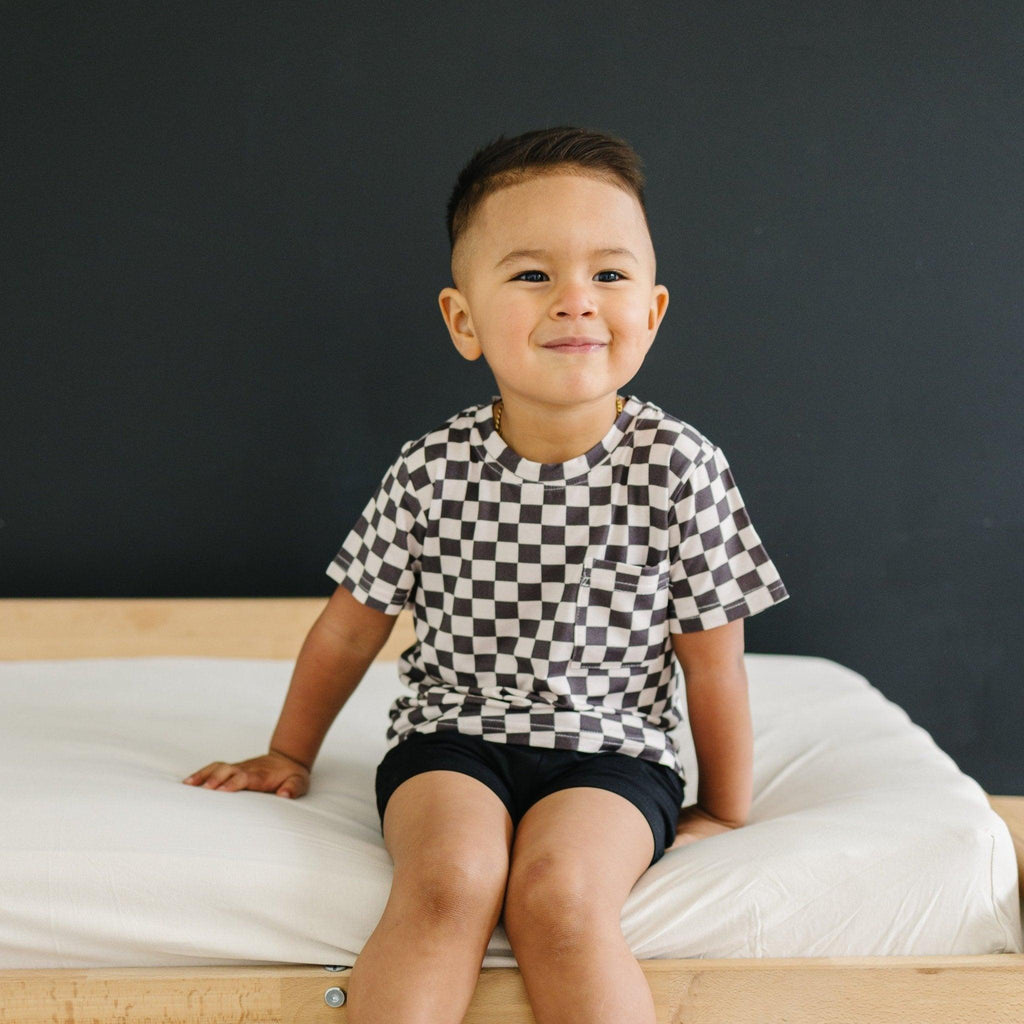 Black Checkered Bamboo Tee - Shop Avnu