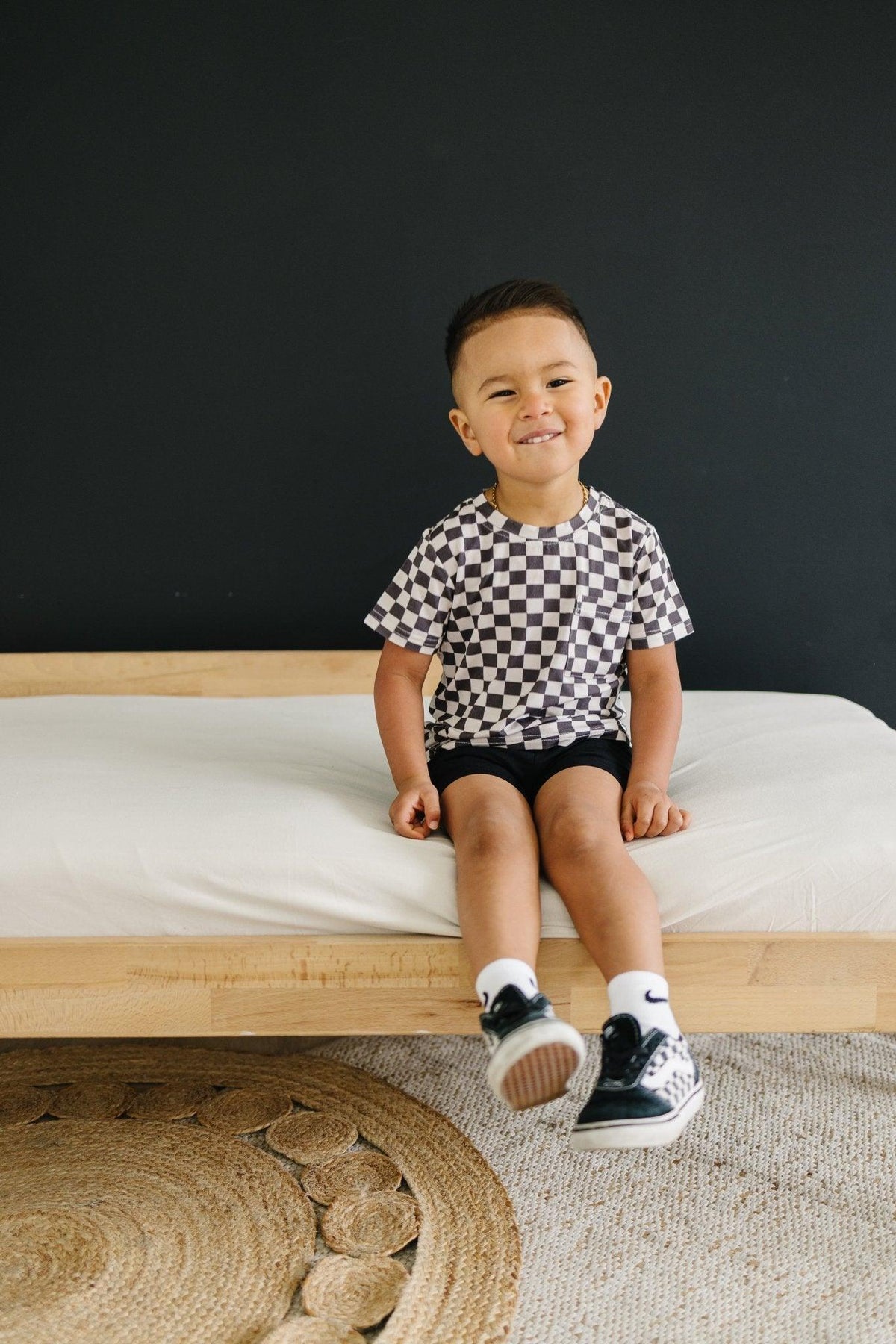 Black Checkered Bamboo Tee - Shop Avnu
