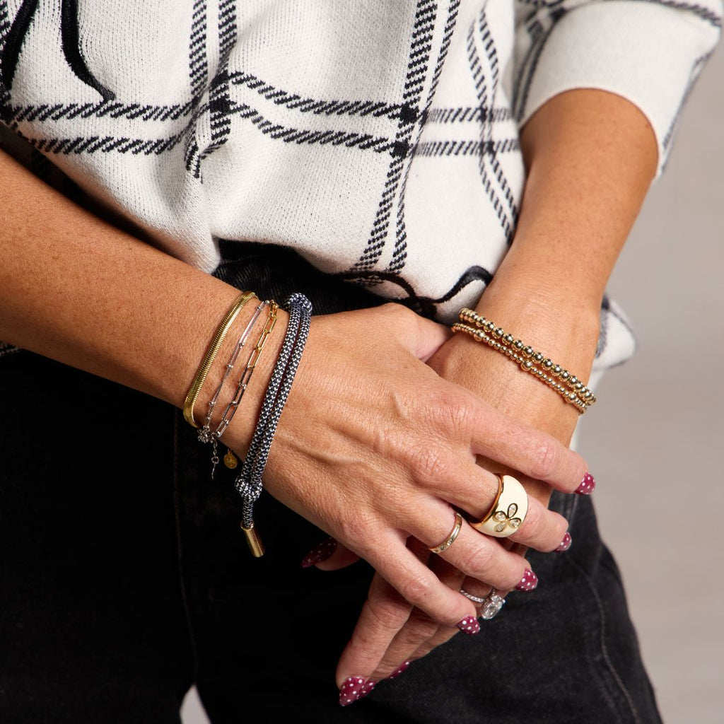 Silver Double Layer Saturn Chain Bracelet