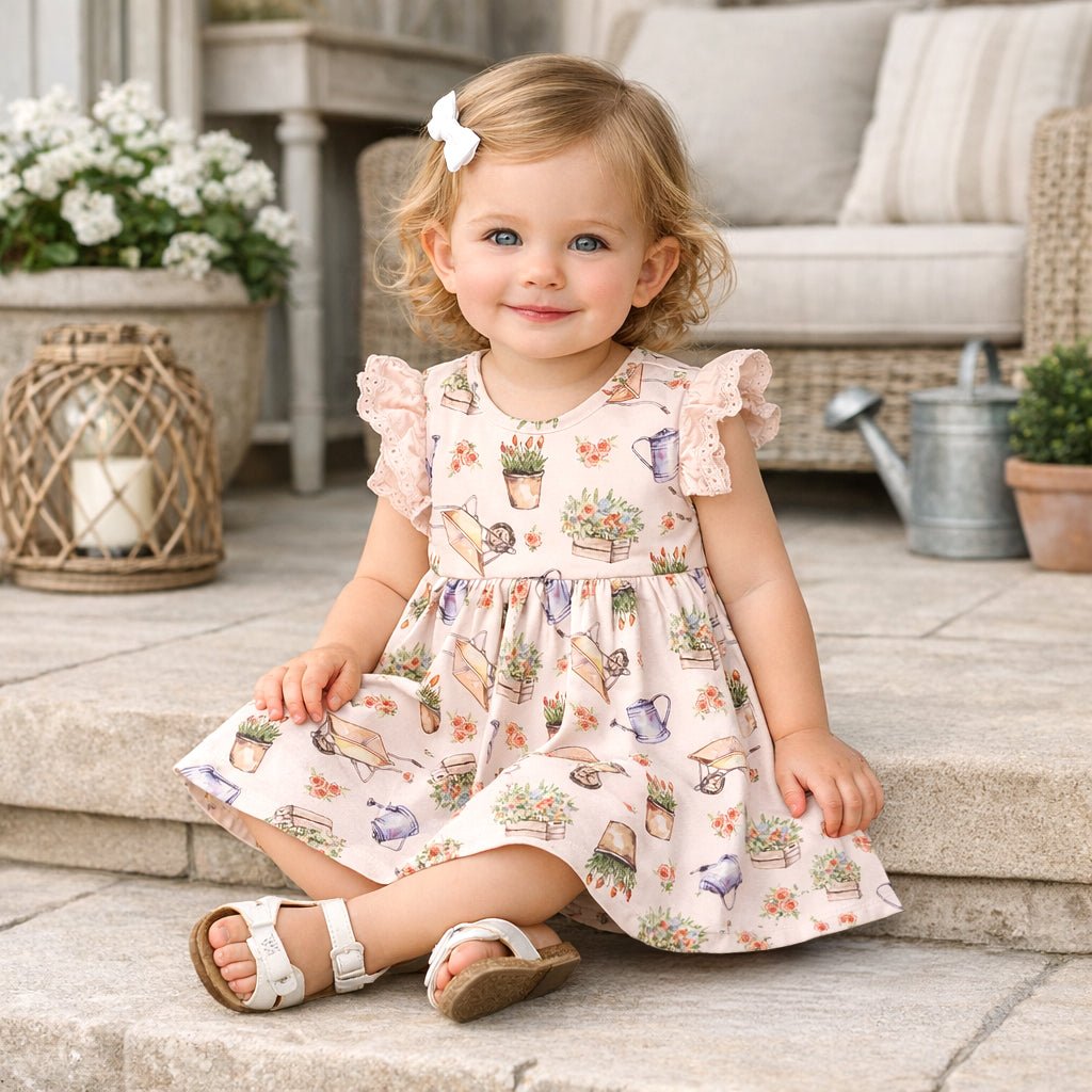 Petal Patch Baby Girl Dress – Bamboo & Eyelet Garden Dress - Shop Avnu
