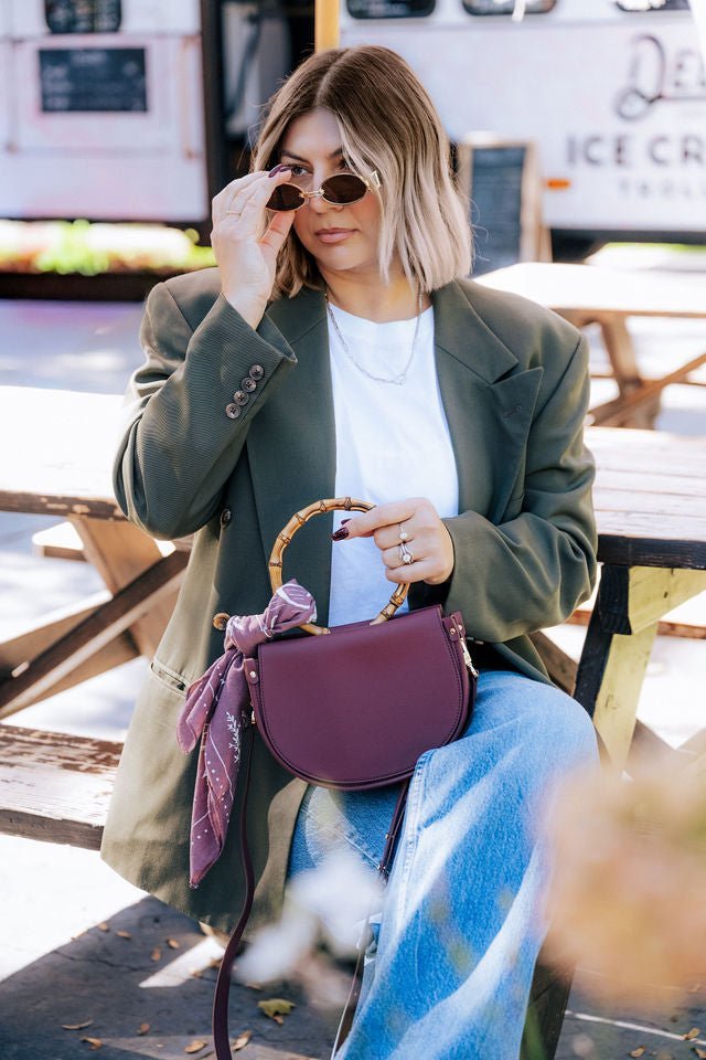 Burgundy Semi - Circle Crossbody Bag - Shop Avnu