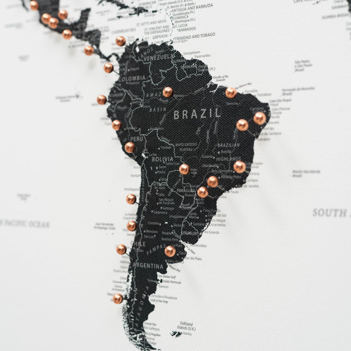 World Map on Canvas - Onyx