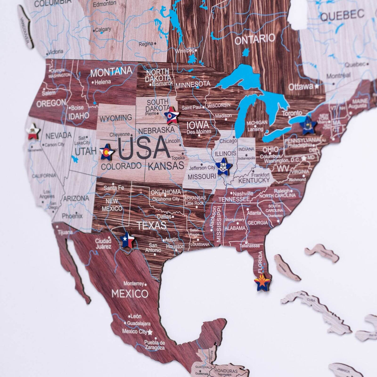 2D Wooden World Map Cappuccino