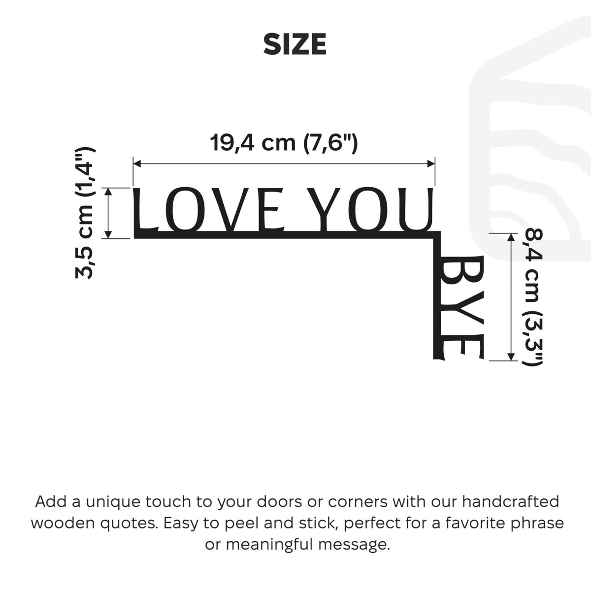 Wooden Corner Quote – Love You, Bye