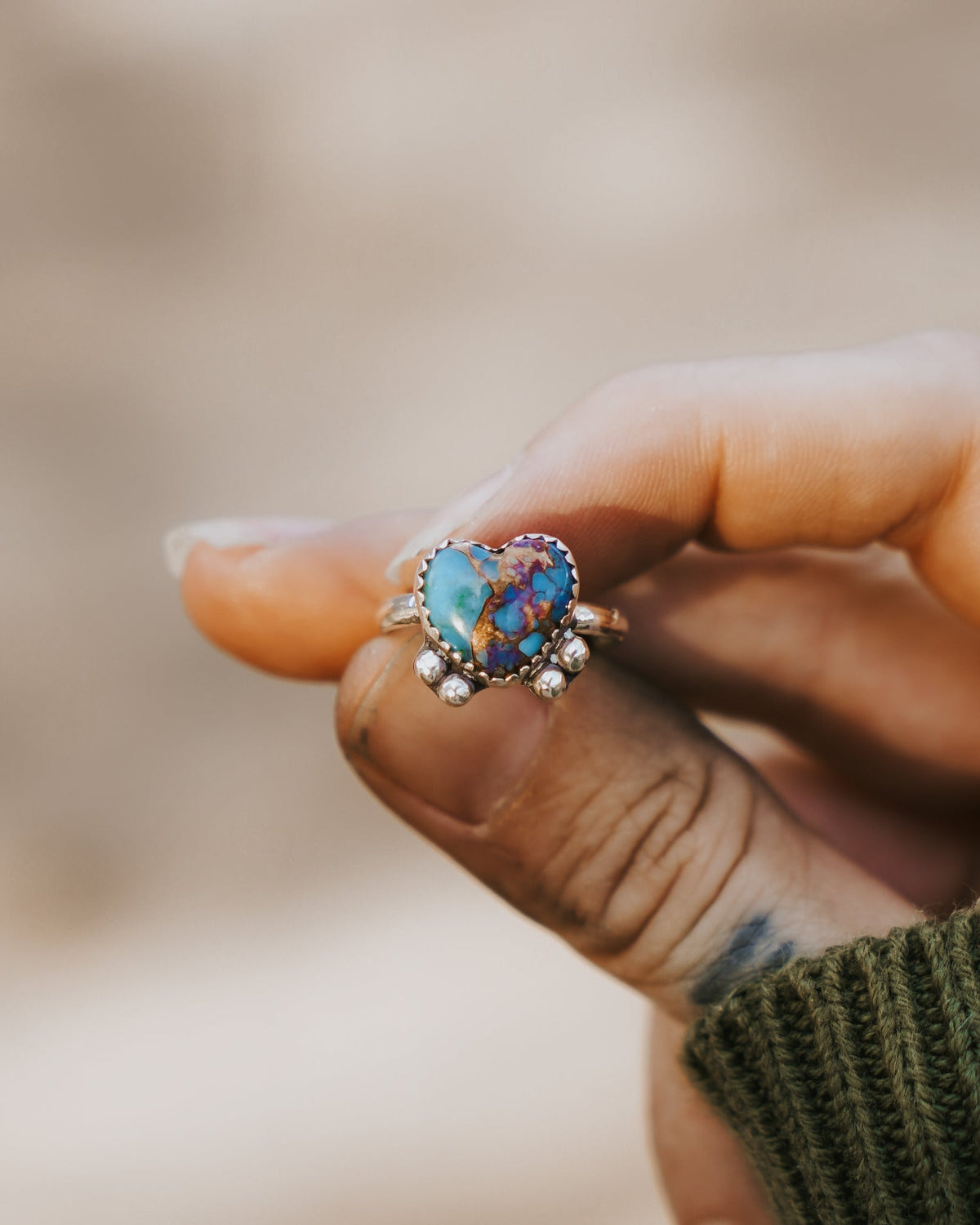 Dainty Pink Dahlia Heart Ring
