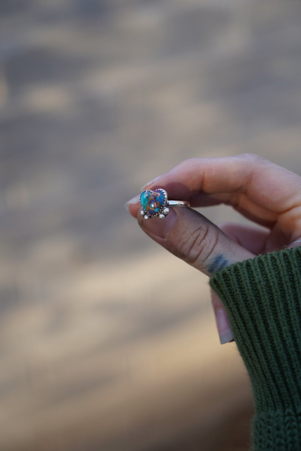 Dainty Pink Dahlia Heart Ring