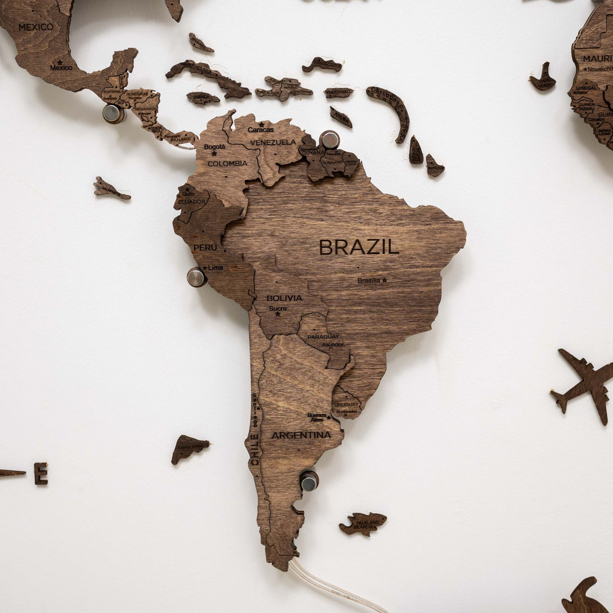 3D LED Wooden World Map 3.0 Dark Walnut