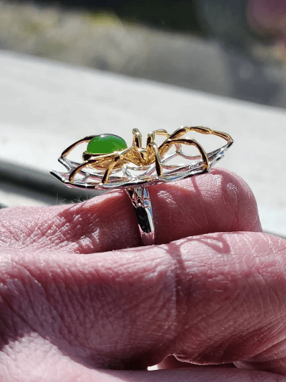 AA Spider Jade Ring, Set in Sterling Silver - Shop Avnu