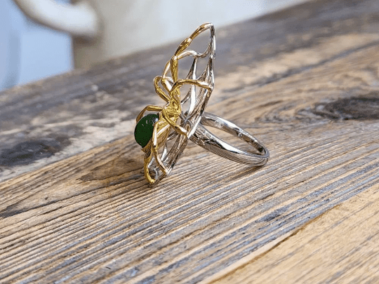 AA Spider Jade Ring, Set in Sterling Silver - Shop Avnu