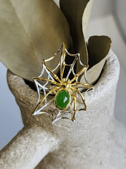 AA Spider Jade Ring, Set in Sterling Silver - Shop Avnu